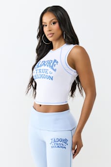 CRYSTAL J'ADORE RIBBED CREW TANK TOP, image 4