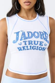 CRYSTAL J'ADORE RIBBED CREW TANK TOP, image 1