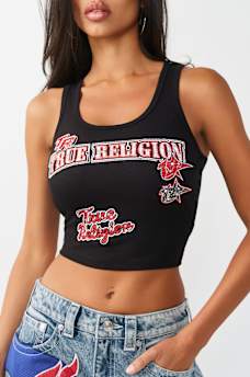 CRYSTAL SPORTY RIBBED TANK TOP, image 1