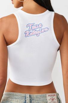 CRYSTAL SPORTY RIBBED TANK TOP, image 2