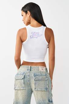 CRYSTAL SPORTY RIBBED TANK TOP, image 7