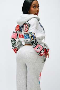 CRYSTAL PATCH GIRLFRIEND ZIP HOODIE, image 2