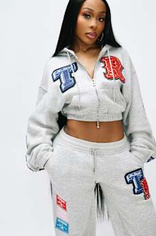 CRYSTAL PATCH GIRLFRIEND ZIP HOODIE, image 1