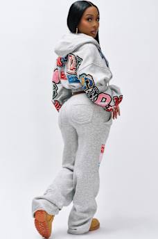 CRYSTAL PATCH STRAIGHT LEG SWEATPANT