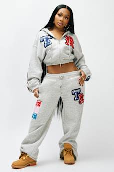 CRYSTAL PATCH STRAIGHT LEG SWEATPANT