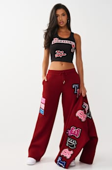 CRYSTAL PATCH STRAIGHT LEG SWEATPANT