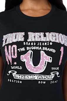 CRYSTAL LOGO HORSESHOE CREWNECK TEE