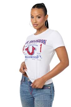 CRYSTAL LOGO HORSESHOE CREWNECK TEE