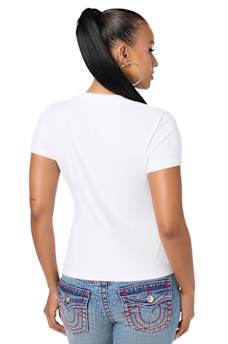 CRYSTAL LOGO HORSESHOE CREWNECK TEE