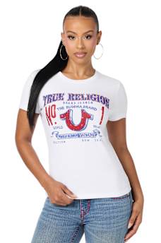 CRYSTAL LOGO HORSESHOE CREWNECK TEE