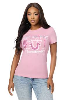 CRYSTAL LOGO HORSESHOE CREWNECK TEE