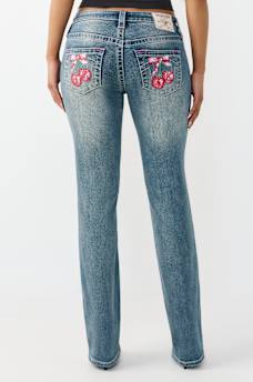 BILLIE MID RISE CRYSTAL CHERRY STRAIGHT JEAN, image 5