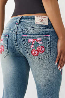 BILLIE MID RISE CRYSTAL CHERRY STRAIGHT JEAN, image 1