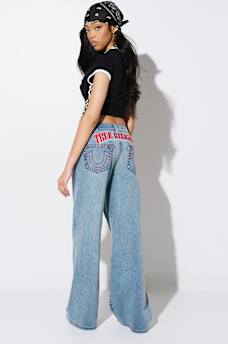 BOBBI MID RISE SPORTY EMBROIDERED PATCH BAGGY JEAN, image 2