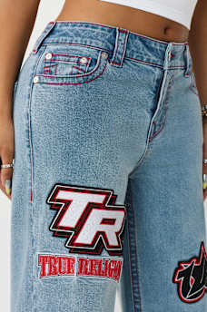 BOBBI MID RISE SPORTY EMBROIDERED PATCH BAGGY JEAN, image 8