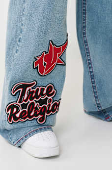 BOBBI MID RISE SPORTY EMBROIDERED PATCH BAGGY JEAN, image 9