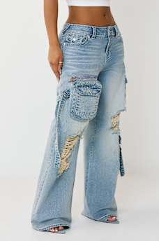 BOBBI MID RISE DETACHABLE CARGO POCKET BAGGY JEAN, image 4
