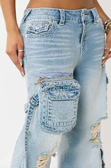 BOBBI MID RISE DETACHABLE CARGO POCKET BAGGY JEAN, image 5