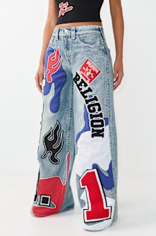 JESSIE MID RISE MIXED PATCH SUPER BAGGY JEAN, image 4