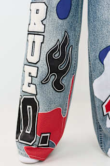 JESSIE MID RISE MIXED PATCH SUPER BAGGY JEAN, image 6