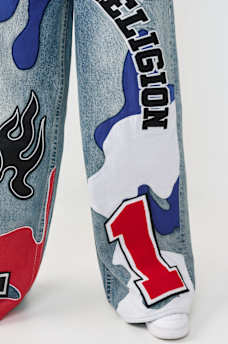 JESSIE MID RISE MIXED PATCH SUPER BAGGY JEAN, image 7