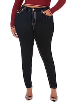 PLUS JENNIE MID RISE APPLIQU&Eacute; SUPER T FLAP CURVY SKINNY JEAN
