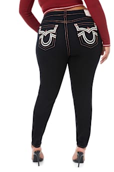 PLUS JENNIE MID RISE APPLIQU&Eacute; SUPER T FLAP CURVY SKINNY JEAN