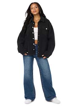 HORSESHOE EMBROIDERED SHERPA SHACKET