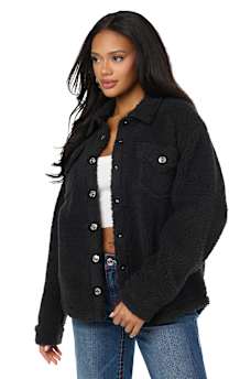 HORSESHOE EMBROIDERED SHERPA SHACKET