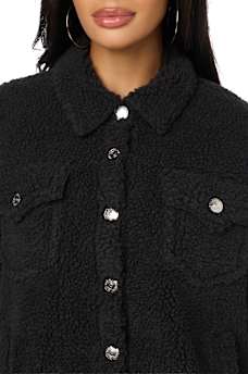 HORSESHOE EMBROIDERED SHERPA SHACKET