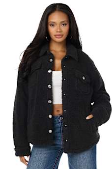 HORSESHOE EMBROIDERED SHERPA SHACKET