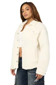 HORSESHOE EMBROIDERED SHERPA SHACKET
