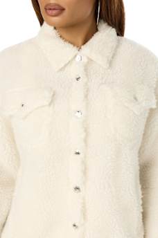 HORSESHOE EMBROIDERED SHERPA SHACKET