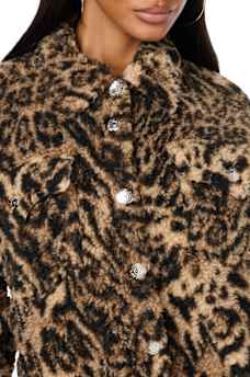 HORSESHOE EMBROIDERED SHERPA SHACKET