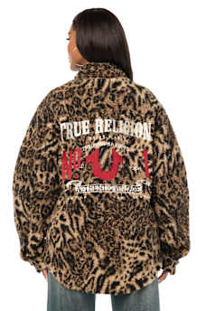 HORSESHOE EMBROIDERED SHERPA SHACKET
