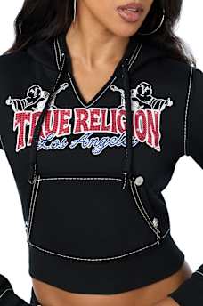 BIG T CRYSTAL SHRUNKEN PULLOVER HOODIE