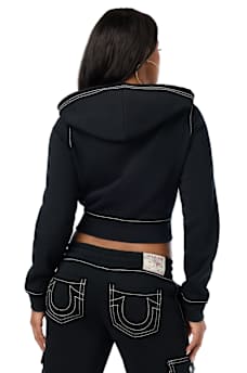 BIG T CRYSTAL SHRUNKEN PULLOVER HOODIE