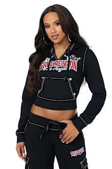 BIG T CRYSTAL SHRUNKEN PULLOVER HOODIE