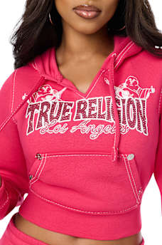 BIG T CRYSTAL SHRUNKEN PULLOVER HOODIE