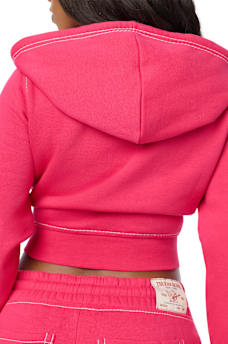 BIG T CRYSTAL SHRUNKEN PULLOVER HOODIE