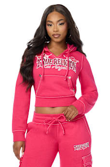 BIG T CRYSTAL SHRUNKEN PULLOVER HOODIE