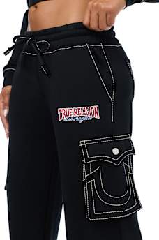 BIG T LOW RISE CARGO WIDE LEG BAGGY SWEATPANT