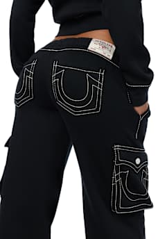BIG T LOW RISE CARGO WIDE LEG BAGGY SWEATPANT