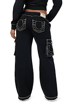 BIG T LOW RISE CARGO WIDE LEG BAGGY SWEATPANT