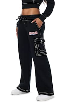 BIG T LOW RISE CARGO WIDE LEG BAGGY SWEATPANT