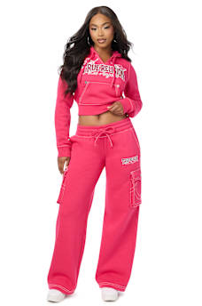BIG T LOW RISE CARGO WIDE LEG BAGGY SWEATPANT