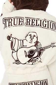 EMBROIDERED BUDDHA SHERPA GIRLFRIEND ZIP HOODIE