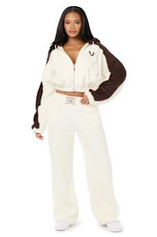 EMBROIDERED BUDDHA SHERPA GIRLFRIEND ZIP HOODIE