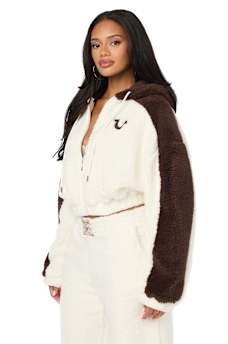 EMBROIDERED BUDDHA SHERPA GIRLFRIEND ZIP HOODIE