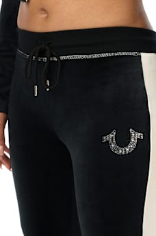 CRYSTAL MID RISE VELOUR SWEATPANT